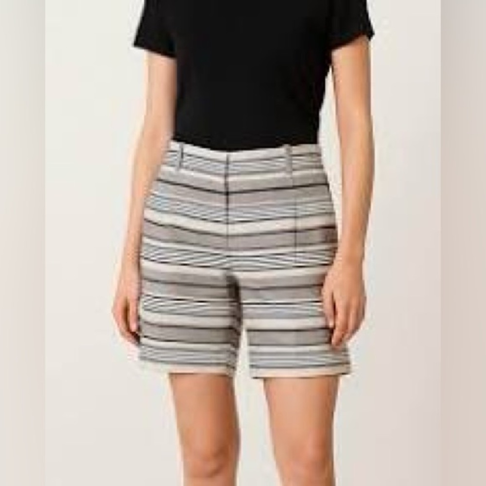 Lafayette 148 New York Rivington Bermuda shorts in mica stripe cotton linen 4